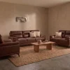 Denver Contemporary Brown Leather 3+2+1 Sofa Suite
