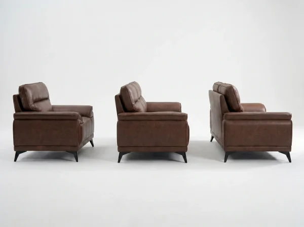 Denver Contemporary Brown Leather 3+2+1 Sofa Suite