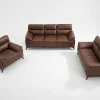 Denver Contemporary Brown Leather 3+2+1 Sofa Suite