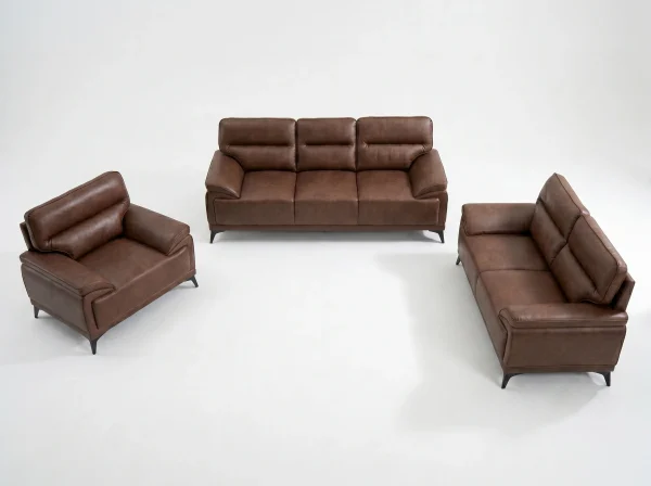 Denver Contemporary Brown Leather 3+2+1 Sofa Suite
