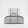 Hudson Architectural Vertical Panel Bed Frame (Bespoke White Velvet)
