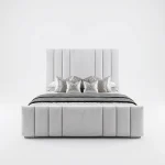 Hudson Architectural Vertical Panel Bed Frame (Bespoke White Velvet) (2) Hudson Architectural Vertical Panel Bed Frame (Bespoke White Velvet)