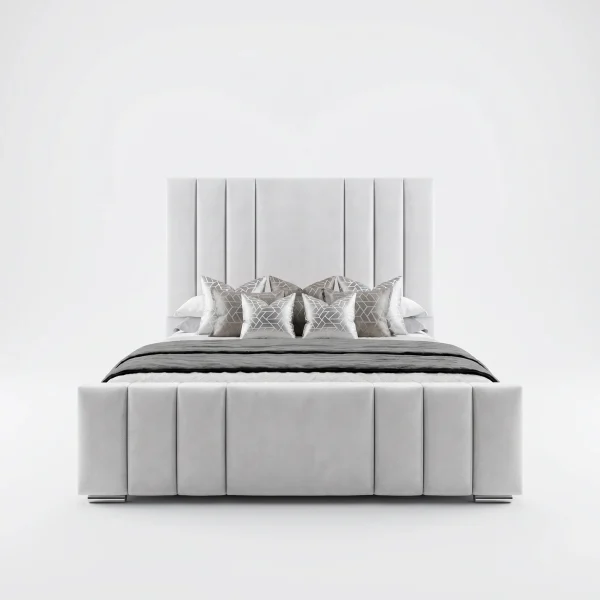 Hudson Architectural Vertical Panel Bed Frame (Bespoke White Velvet)