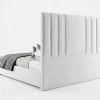 Hudson Architectural Vertical Panel Bed Frame (Bespoke White Velvet)