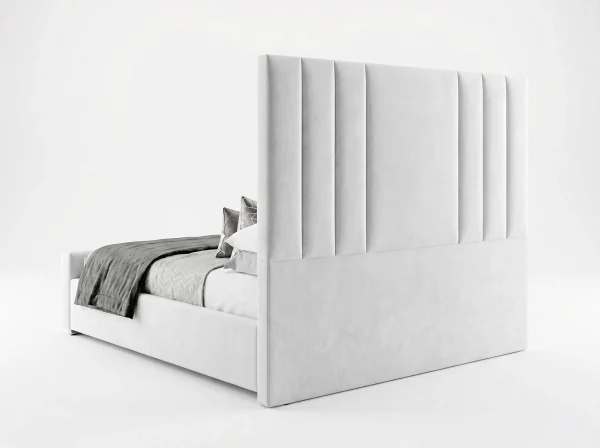 Hudson Architectural Vertical Panel Bed Frame (Bespoke White Velvet)