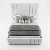 Hudson Architectural Vertical Panel Bed Frame (Bespoke White Velvet)