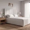 Hudson Architectural Vertical Panel Bed Frame (Bespoke White Velvet)