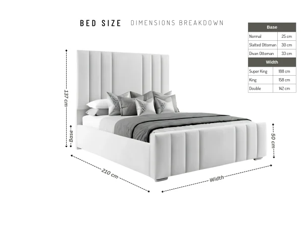 Hudson Architectural Vertical Panel Bed Frame (Bespoke White Velvet)