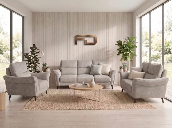 Malvern Premium High-Back Grey Fabric Sofa Range