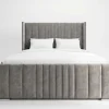 Mayfair Grand Wingback Grey Velvet Bed Frame (Freestanding Fluted Design)