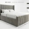 Mayfair Grand Wingback Grey Velvet Bed Frame (Freestanding Fluted Design) - Size Chart Mayfair Grand Wingback Grey Velvet Bed Frame (Freestanding Fluted Design)