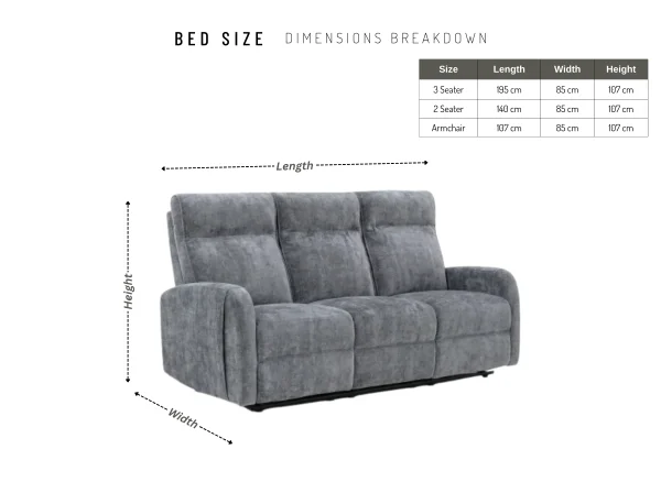 Mendoza Zero Gravity Fabric Reclining Sofa Suite