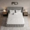 Milan Premium Fluted Wingback Bed Frame Front top view Milan Premium Fluted Wingback Bed Frame