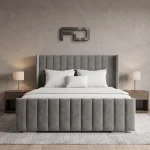 Milan Premium Fluted Wingback Bed Frame