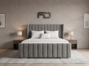 Milan Premium Fluted Wingback Bed Frame
