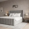 Milan Premium Fluted Wingback Bed Frame Left side view Milan Premium Fluted Wingback Bed Frame