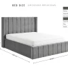 Milan Premium Fluted Wingback Bed Frame - Size Chart Milan Premium Fluted Wingback Bed Frame
