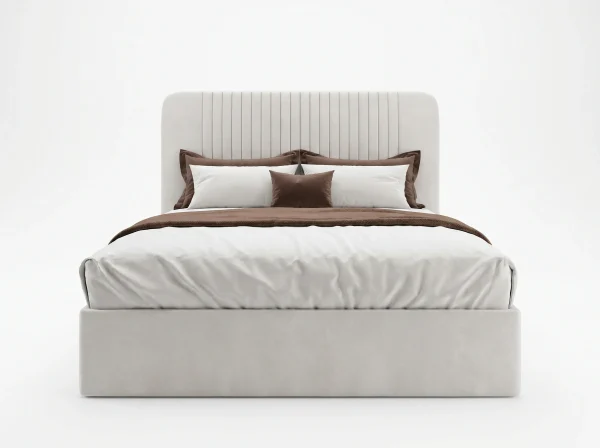 Novara Cream Upholstered Bed Frame with Fluted Headboard