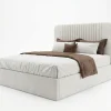 Novara Cream Upholstered Bed Frame with Fluted Headboard