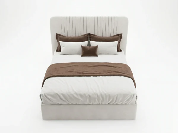 Novara Cream Upholstered Bed Frame with Fluted Headboard
