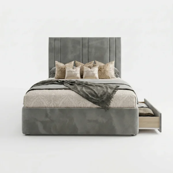 Richmond Premium Grey Velvet Fluted Storage Bed (Freestanding Design)