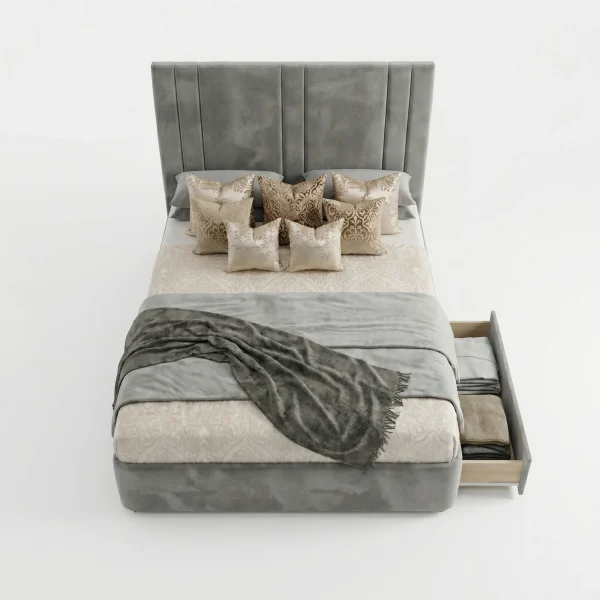 Richmond Premium Grey Velvet Fluted Storage Bed (Freestanding Design)