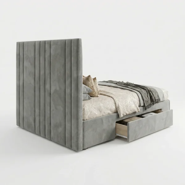 Richmond Premium Grey Velvet Fluted Storage Bed (Freestanding Design)