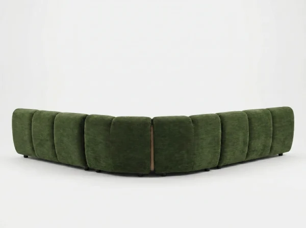 Sloane Bespoke Forest Green Modular Sectional Sofa with Oak Accents