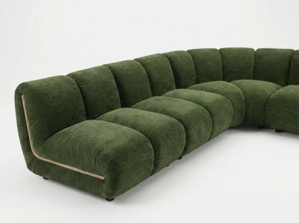 Sloane Bespoke Forest Green Modular Sectional Sofa with Oak Accents