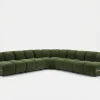 Sloane Bespoke Forest Green Modular Sectional Sofa with Oak Accents
