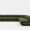 Sloane Bespoke Forest Green Modular Sectional Sofa with Oak Accents