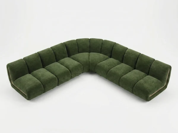 Sloane Bespoke Forest Green Modular Sectional Sofa with Oak Accents