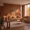 Sloane Mid-Century Woven Fabric Sofa Range (Oatmeal & Ochre) Front left view angle Sloane Mid-Century Woven Fabric Sofa Range (Oatmeal & Ochre)