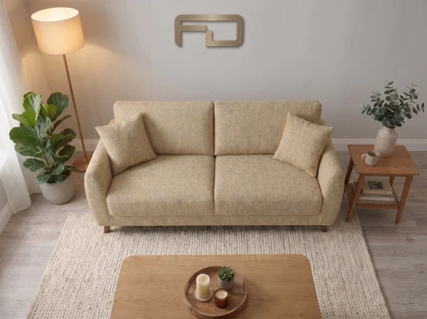 Sloane Mid-Century Woven Fabric Sofa Range (Oatmeal & Ochre)
