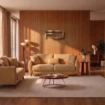 Sloane Mid-Century Woven Fabric Sofa Range (Oatmeal & Ochre)