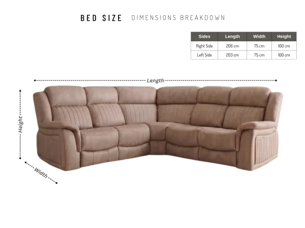 Stanley Premium Fabric Reclining Corner Sofa