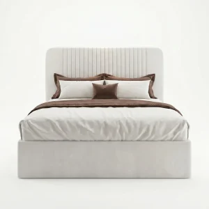 Vienna Curved Cream Velvet Fluted Bed Frame (Freestanding Design)
