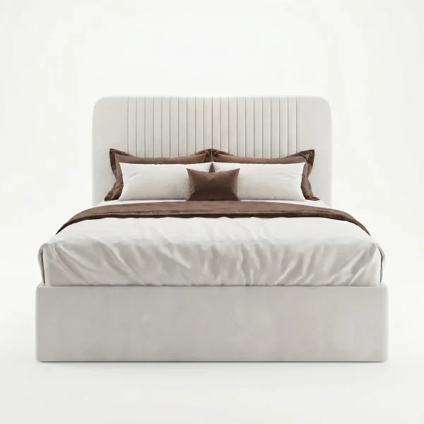 Vienna Curved Cream Velvet Fluted Bed Frame (Freestanding Design)