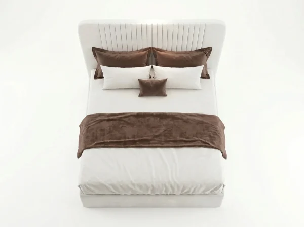 Vienna Curved Cream Velvet Fluted Bed Frame (Freestanding Design)
