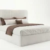 Vienna Curved Cream Velvet Fluted Bed Frame (Freestanding Design)