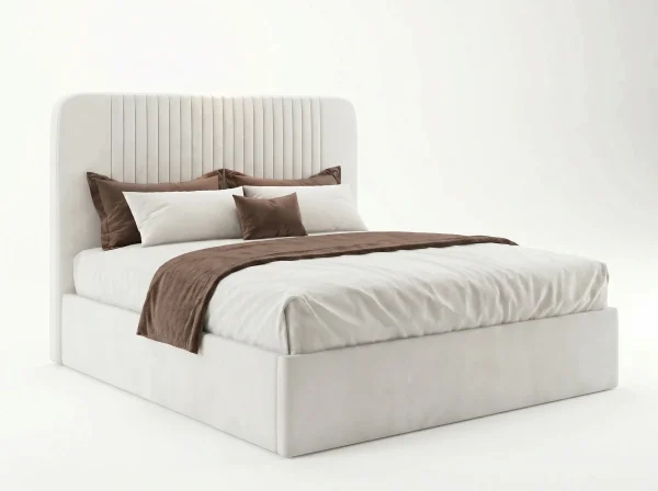 Vienna Curved Cream Velvet Fluted Bed Frame (Freestanding Design)