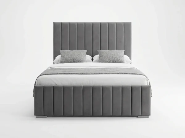 Windsor Premium Grey Velvet Vertically Panelled Bed Frame