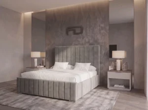 Windsor Premium Grey Velvet Vertically Panelled Bed Frame
