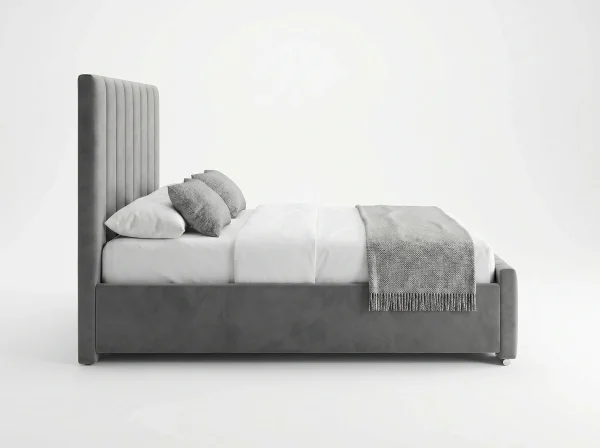 Windsor Premium Grey Velvet Vertically Panelled Bed Frame