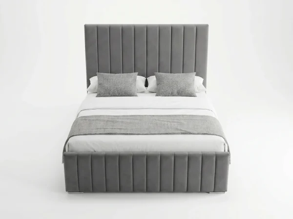 Windsor Premium Grey Velvet Vertically Panelled Bed Frame