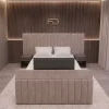 Clifton Luxury Extended Headboard Fluted TV Lift Bed (3 Piece Headboard) - Front Angle Clifton Luxury Extended Headboard Fluted TV Lift Bed (3 Piece Headboard)