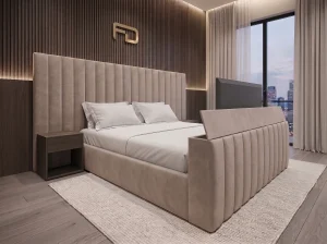 Clifton Luxury Extended Headboard Fluted TV Lift Bed (3 Piece Headboard)