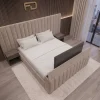 Clifton Luxury Extended Headboard Fluted TV Lift Bed (3 Piece Headboard) - Top Left Angle Clifton Luxury Extended Headboard Fluted TV Lift Bed (3 Piece Headboard)