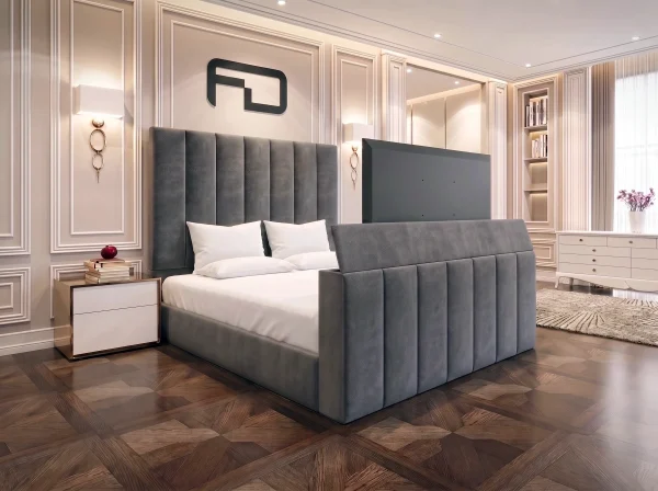 Richmond Luxury Vertically Fluted TV Lift Bed (Fits 27″ to 43″ TVs)