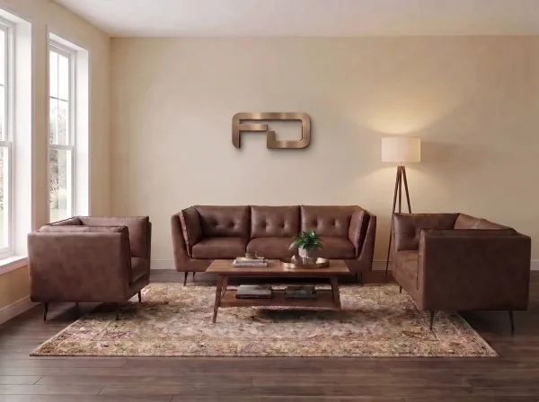 Brooklyn Vintage Brown Faux Leather Sofa Suite